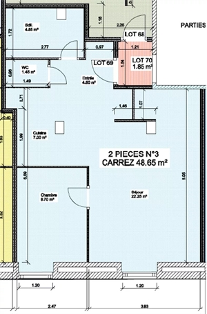 appartement à la vente -   06000  NICE, surface 48,65 m2 vente appartement - APR736261